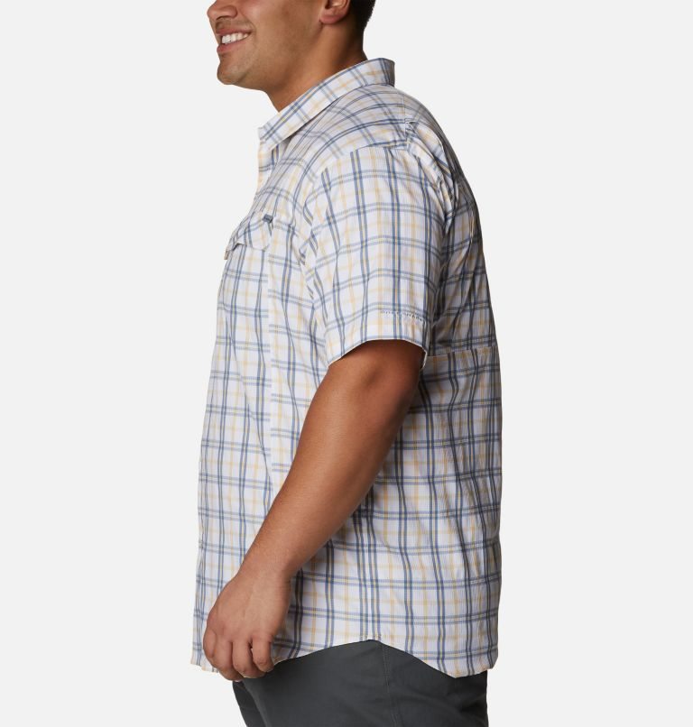 Men's Columbia Silver Ridge Lite Plaid Short Sleeve Shirts Cream | Plus Size CA-H38A0